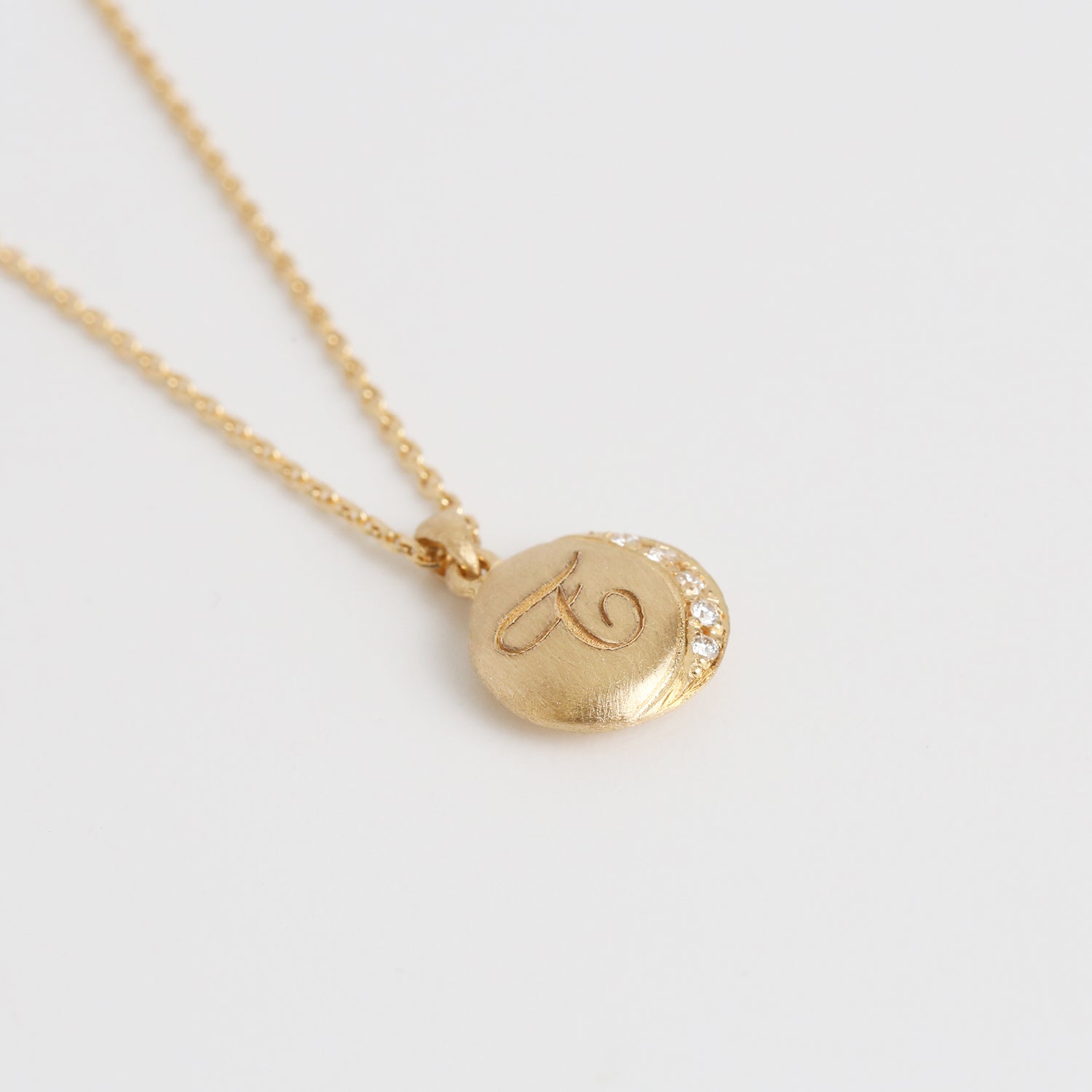 Crescent Moon Initial Necklace