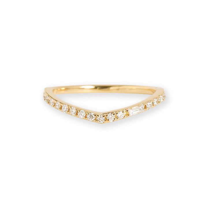 V Line Stack Baguette Ring