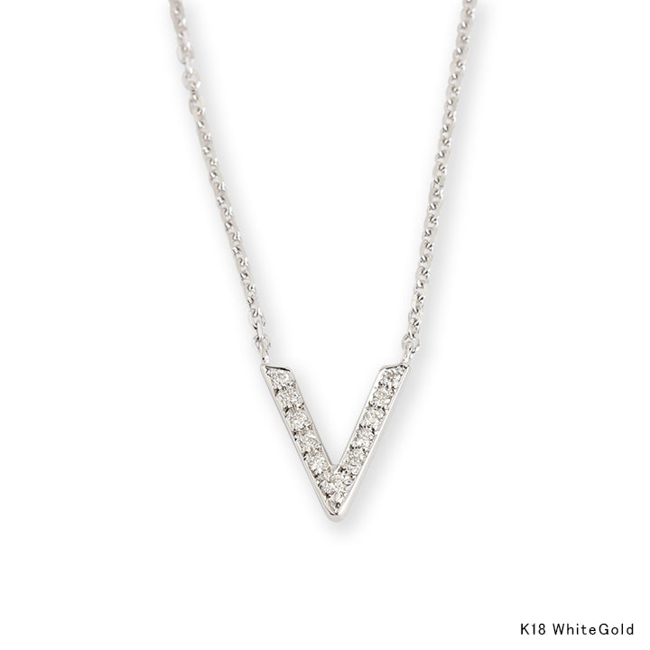 Pt900 V Line Diamond Necklace / 11stone